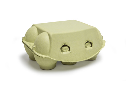 Closed box of Eggs isolated on white backgroundの写真素材