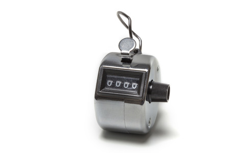 Tally click counter showing 0000 isolated on white backgroundの写真素材