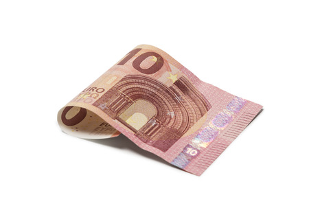 New 10 Euro Bill isolated on white backgroundの写真素材