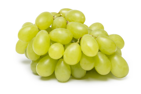 fresh green grapes isolated on white backgroundの写真素材