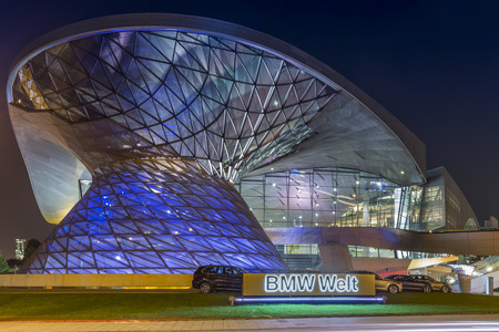 MUNICH - September 4: The BMW World in Munich at nightのeditorial素材