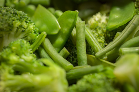 Detail view of Broccoli Beans and snow peasの写真素材