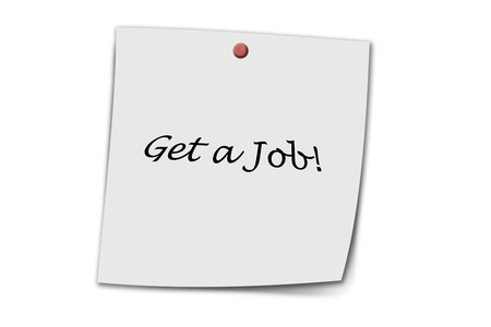 Get a Job written on a memo isolated on white backgroundの写真素材