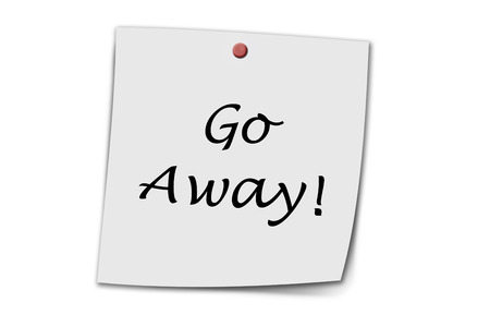 Go Away written on a memo isolated on whiteの写真素材