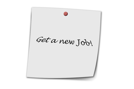 Get a new Job written on a memo isolated on white backgroundの写真素材