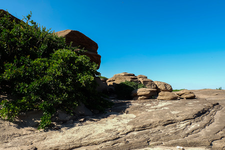 Three thousand waving the rocks beneath the Mekong river, Ubon Ratchathani, Thailand.の写真素材