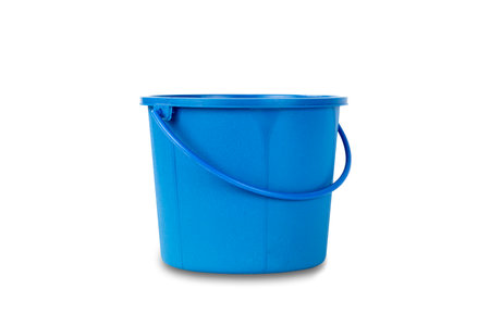 Single blue bucket isolated on a white background with clipping path.の写真素材