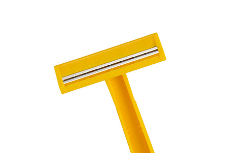 Close-up of disposable razor isolated on white background with clipping path.の写真素材
