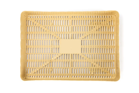 Top view of plastic basket square shape isolated on white background.の写真素材
