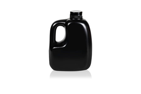 Black plastic canister isolated on white background with clipping path.の写真素材