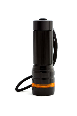 Black flashlight Isolated on White Background with Clipping path.の写真素材