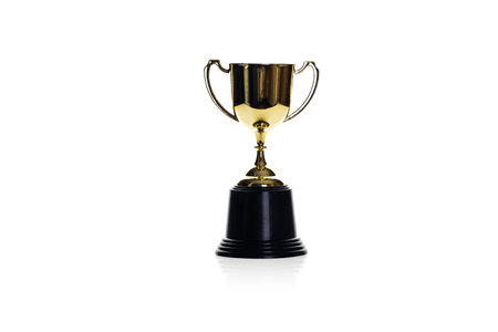 Trophy isolated on white background with clipping path.