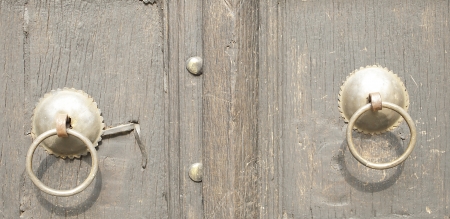 Chinese old wooden door  The handle is steel ringの写真素材
