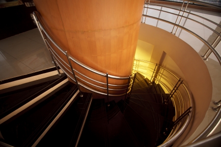 Upside view of a spiral staircaseのeditorial素材