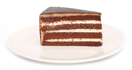 Beautiful tasty chocolate cake close up isolated on white background