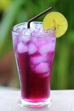 Butterfly pea juice with Lime for drink の写真素材
