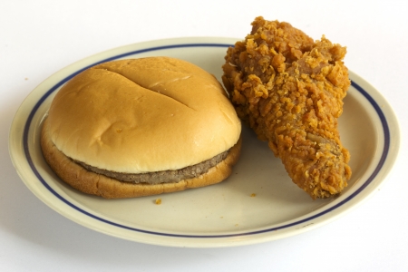 Hamburger and fried chickenの写真素材