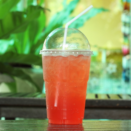 Italian soda Strawberry take home の写真素材