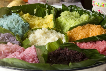 Colorful sticky rice in the marketの写真素材