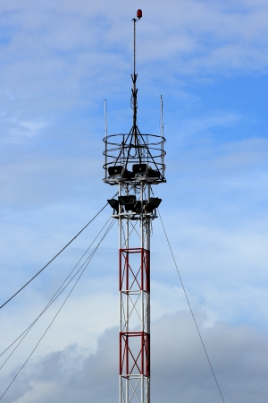 Speaker on high tower and Blue sky の写真素材