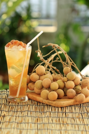 Longan juice cold water and fresh longanの写真素材