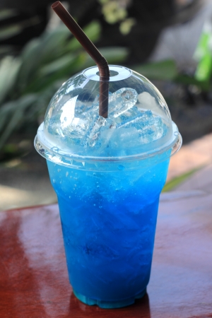 Close up Italian soda Mint take homeの写真素材