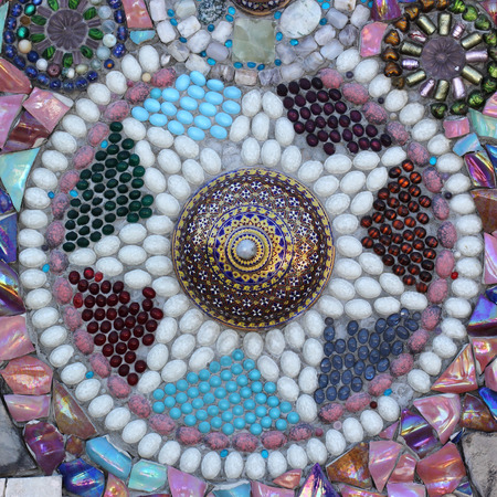 The Thai culture texture of ceramic wall の写真素材