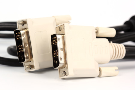 Close up VGA cable for monitor isolated on white の写真素材