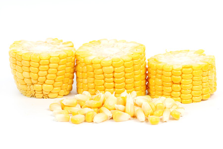 Fresh raw corn isolated on the white background の写真素材