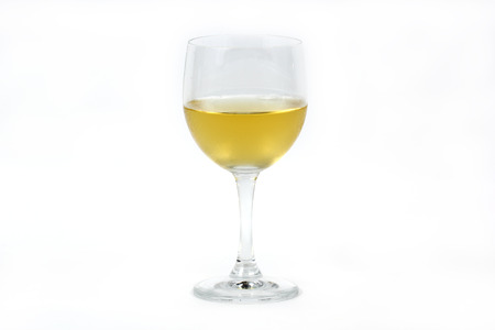 Glass of white wine Isolated on white の写真素材