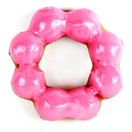 Pink donut isolated on the withe backgroundの写真素材