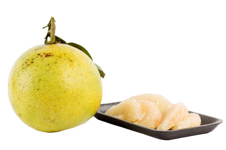 Pomelo fruit isolate on white background with pathsの写真素材