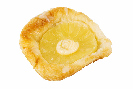 pineapple Danish Pastry isolated on white background with pathsの写真素材