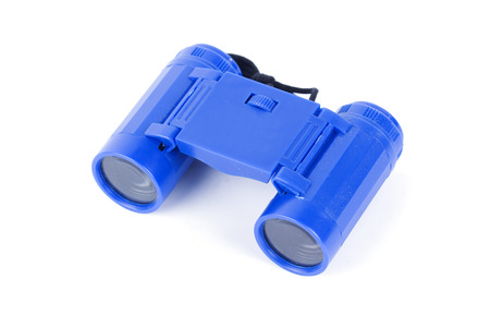 Blue Binoculars Isolated on the white backgroundの写真素材