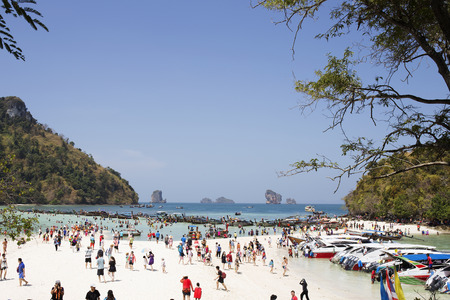 KRABI THAILAND  MARCH 28 2018 The traveller in Thale Waek Separated sea island famous location in KrabiThailand.のeditorial素材