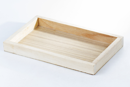 Wood Tray Isolated on the white backgroundの写真素材