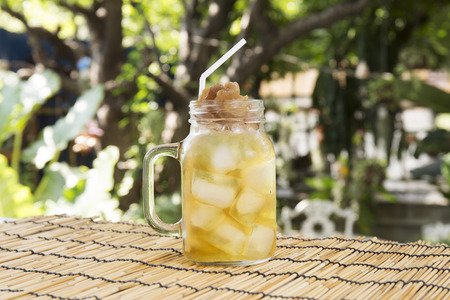 Longan juice cold water Thai herb drinkの写真素材