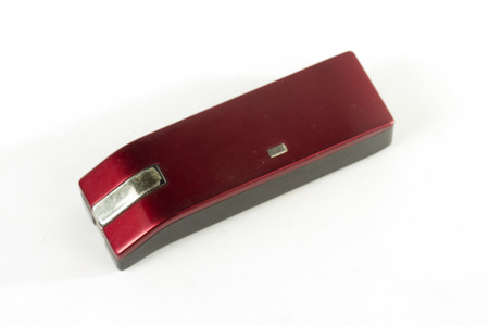Red card reader isolated on white background