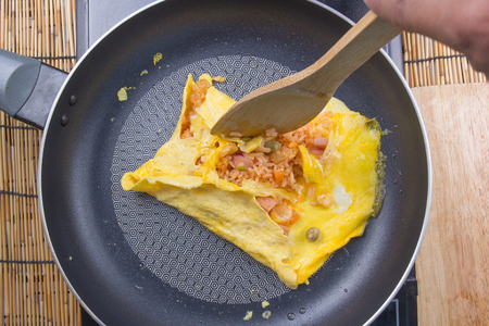 Chef cooking ingredient of fired rice / cooking fried rice conceptの写真素材