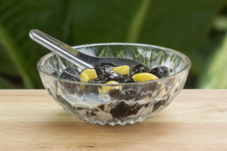 Grass Jelly ang Gigko with fresh milk / Thai dessertの写真素材