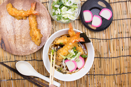 Chef decorated tempura  udon / Cooking Tempura Udon conceptの写真素材