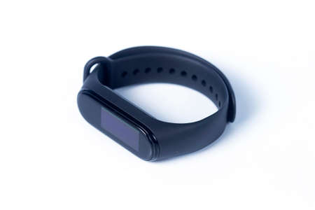 Bangkok, Thailand - April 26, 2020 : Selected focus. Xiaomi Mi Band 4 isolated on white background
