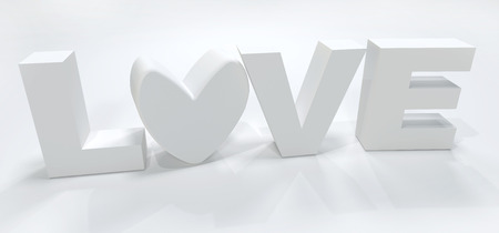 Love white heart 3d imageの写真素材