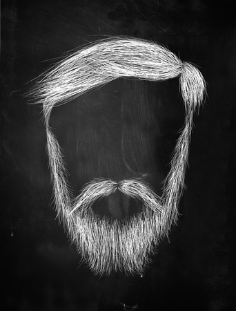 Hair, mustache, Heavy Beard on blackboardの写真素材