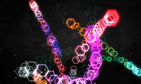Hexagonal Abstract Glowing Background Graffitiの写真素材