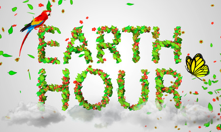 Earth Hour leaves particles 3Dの写真素材