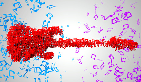 Electric Guitar Musical Note Particles 3Dの写真素材