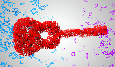 Guitar Musical Note Particles 3Dの写真素材