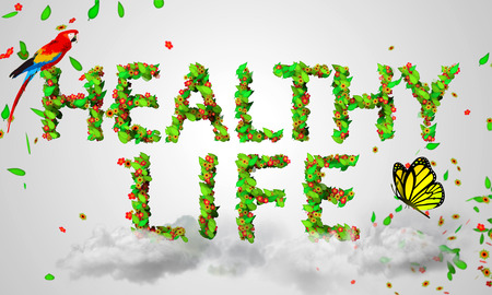 Healthy Life leaves particles 3Dの写真素材