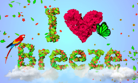 I Love Breeze leaves particles 3Dの写真素材